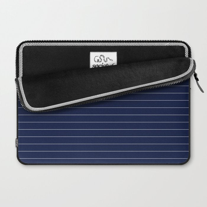 Navy Blue Pinstripe Line Stripe Minimalist Stripes Lines Drawing Laptop Sleeve Gallery Image 2