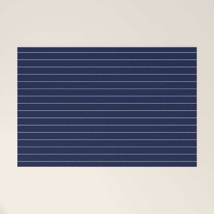Navy Blue Pinstripe Line Stripe Minimalist Stripes Lines Drawing Welcome Mat Gallery Image 1
