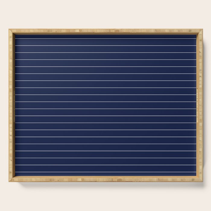 Navy Blue Pinstripe Line Stripe Minimalist Stripes Lines Drawing Serving Tray Gallery Image 1