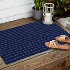 Navy Blue Pinstripe Line Stripe Minimalist Stripes Lines Drawing Outdoor Rug Gallery Image 2