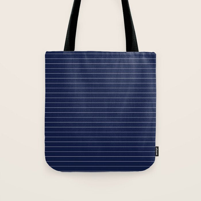 Navy Blue Pinstripe Line Stripe Minimalist Stripes Lines Drawing Tote Bag Gallery Image 1