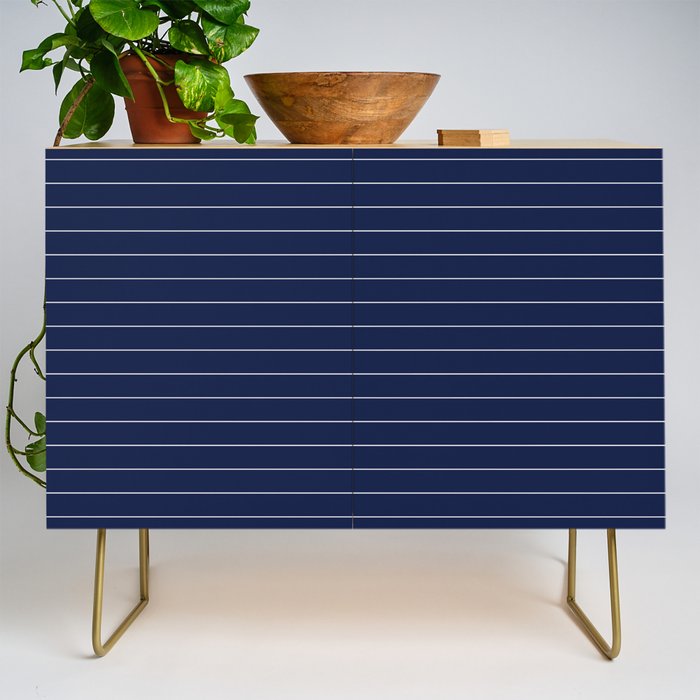 Navy Blue Pinstripe Line Stripe Minimalist Stripes Lines Drawing Credenza Gallery Image 1