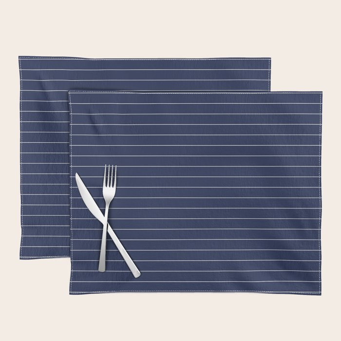 Navy Blue Pinstripe Line Stripe Minimalist Stripes Lines Drawing Placemat Gallery Image 1