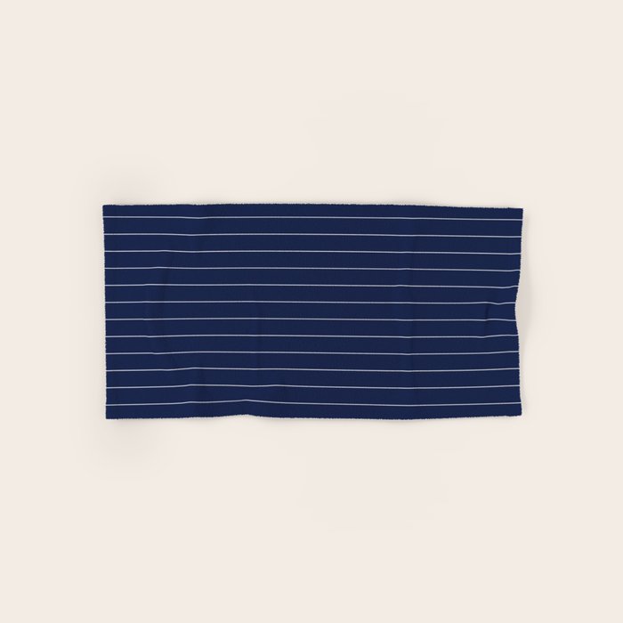 Navy Blue Pinstripe Line Stripe Minimalist Stripes Lines Drawing Bath Towel Gallery Image 1