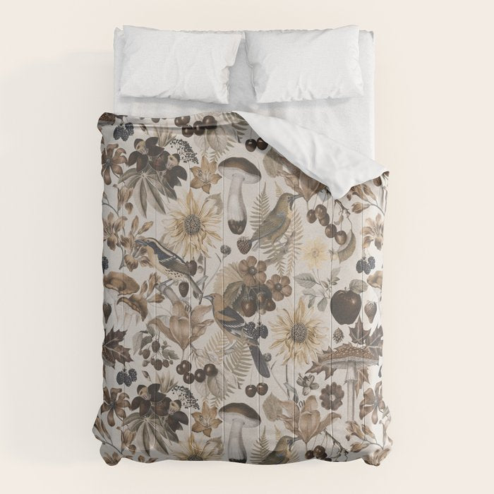 Autumn Garden With Birds In Warm Fall Colors Comforter Gallery Image 6