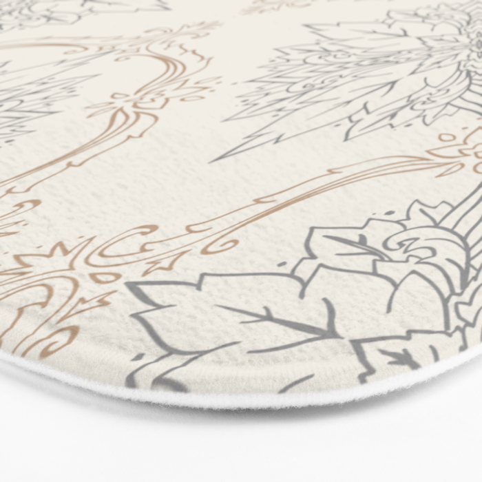 Modern Floral Damask Pattern â Neutral Brown and Gray Earth Tones Bath Mat Gallery Image 3