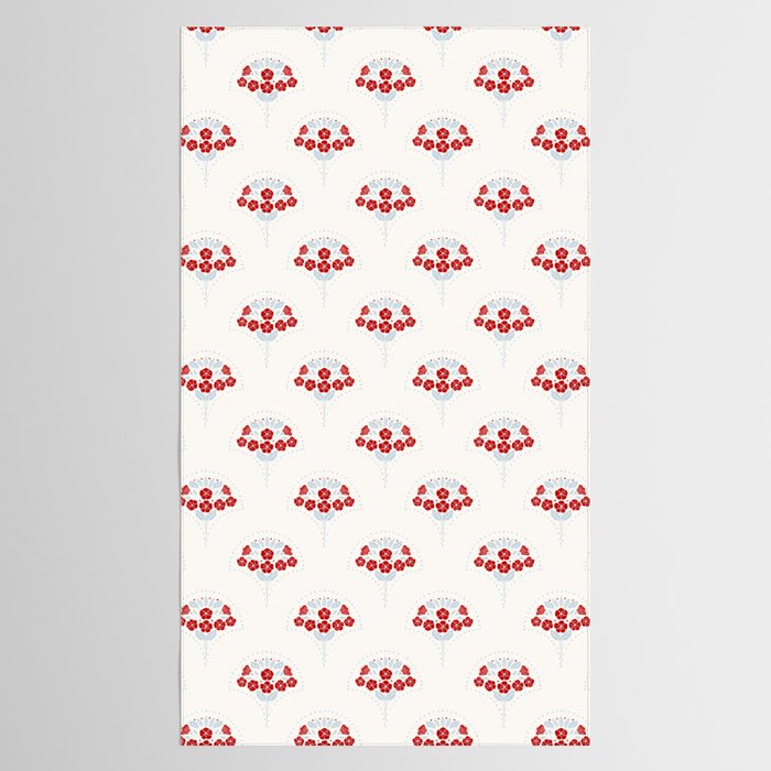 Heritage-Inspired Red and Blue Flowers Tablecloth Gallery Image 2