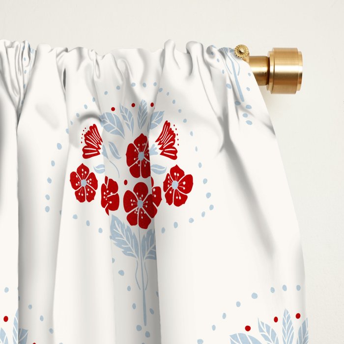 Heritage-Inspired Red and Blue Flowers Window Curtain Gallery Image 2