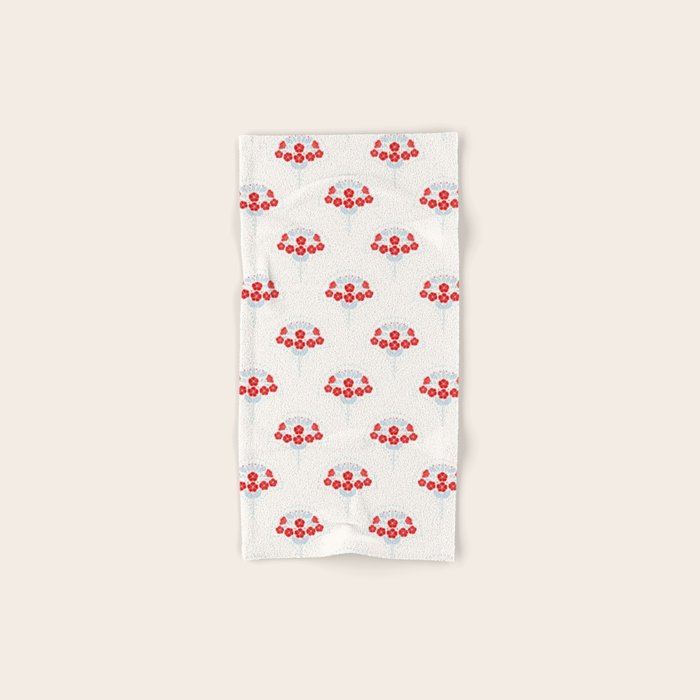 Heritage-Inspired Red and Blue Flowers Bath Towel Gallery Image 1