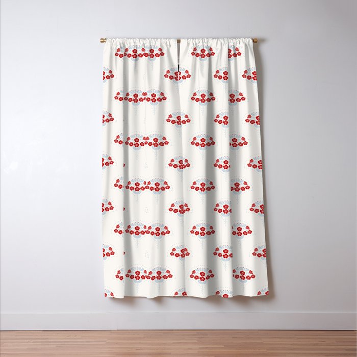 Heritage-Inspired Red and Blue Flowers Window Curtain Gallery Image 3