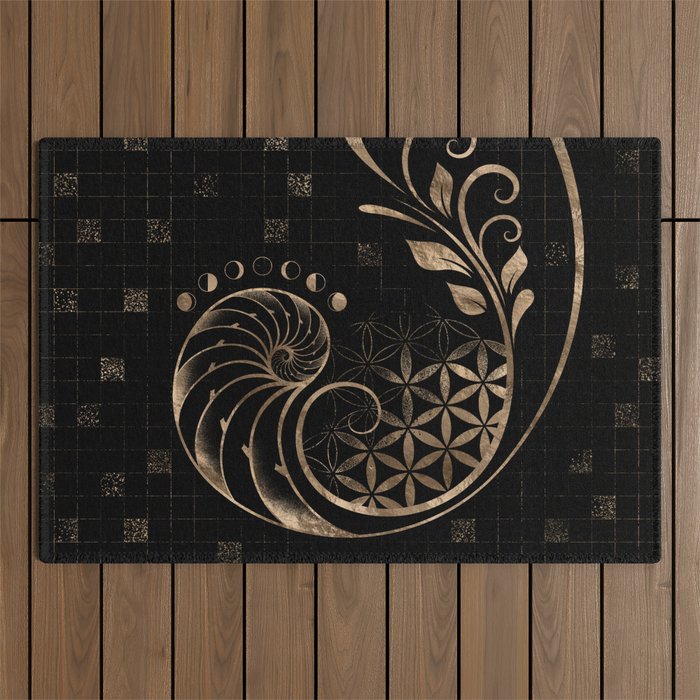 Golden Ratio - Sacred Geometry Ornament Outdoor Rug Gallery Image 1