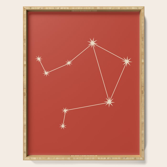 Libra Zodiac Star Constellation Line Art Red Serving Tray Gallery Image 1
