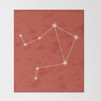 Libra Zodiac Star Constellation Line Art Red Throw Blanket Gallery Image 2