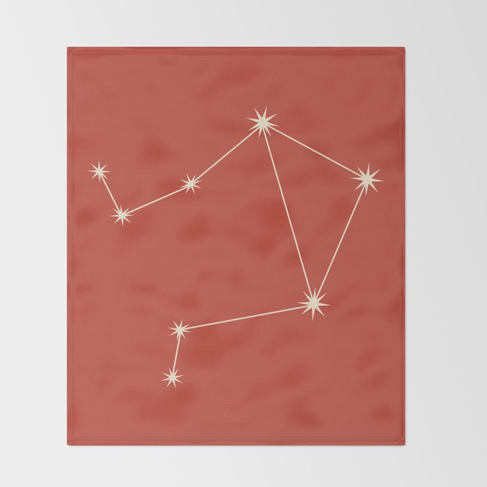Libra Zodiac Star Constellation Line Art Red Throw Blanket Gallery Image 2