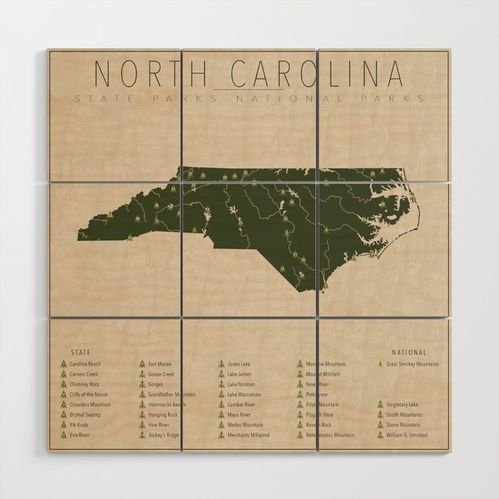 North Carolina Parks Wood Wall Art Gallery Image 1