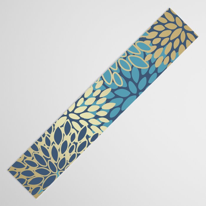 Christmas, Flower Garden, Gold and Blue, Floral Prints Table Runner Gallery Image 3