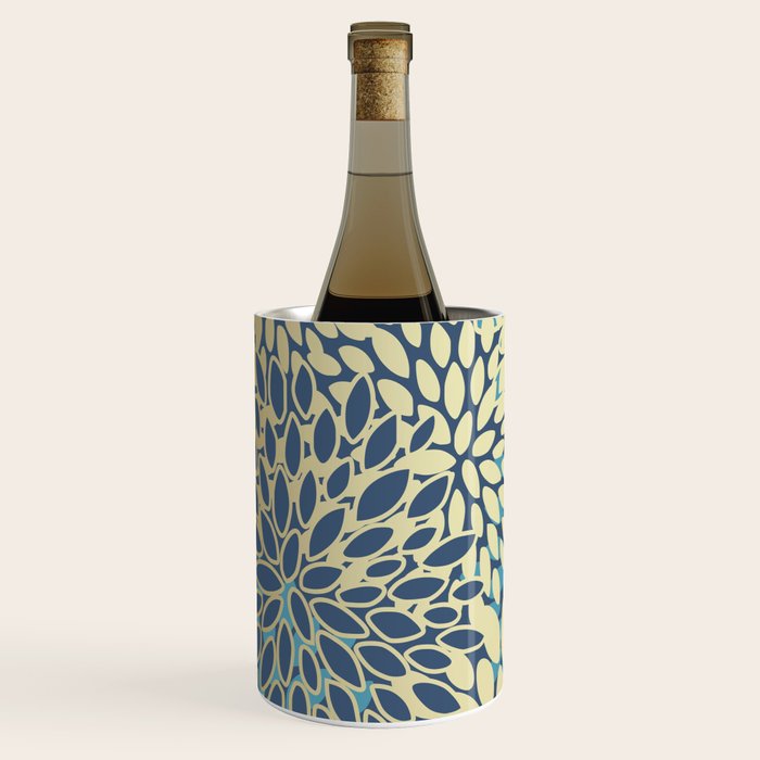 Christmas, Flower Garden, Gold and Blue, Floral Prints Wine Chiller Gallery Image 2