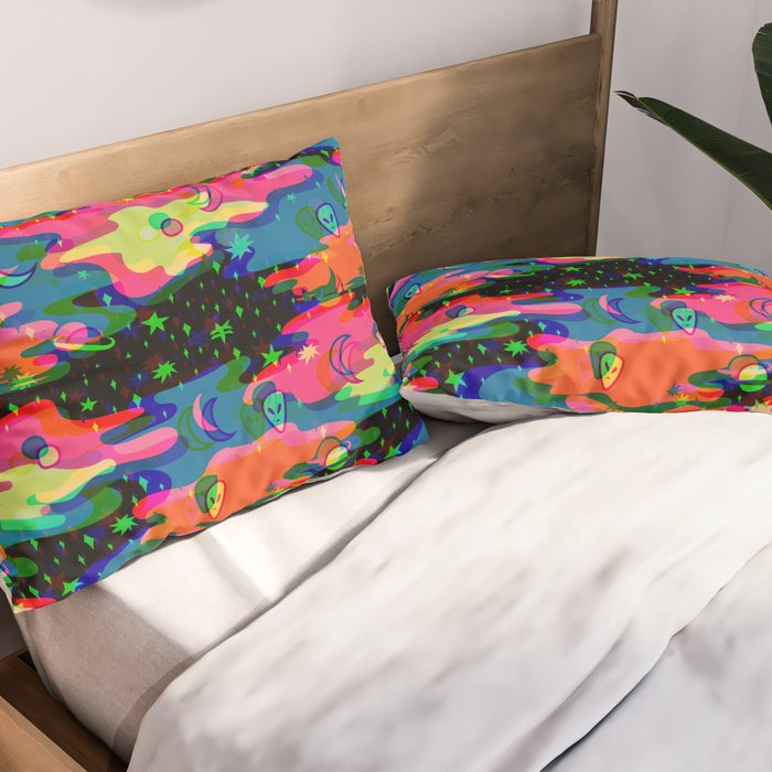 Psychedelic 3D Alien Print Pillow Sham Gallery Image 2