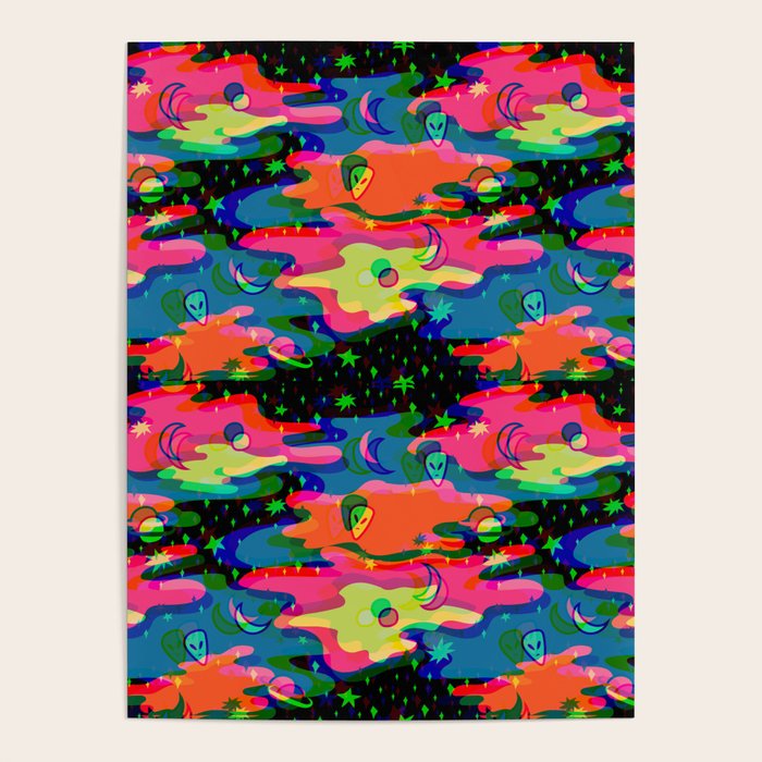 Psychedelic 3D Alien Print Poster Gallery Image 4