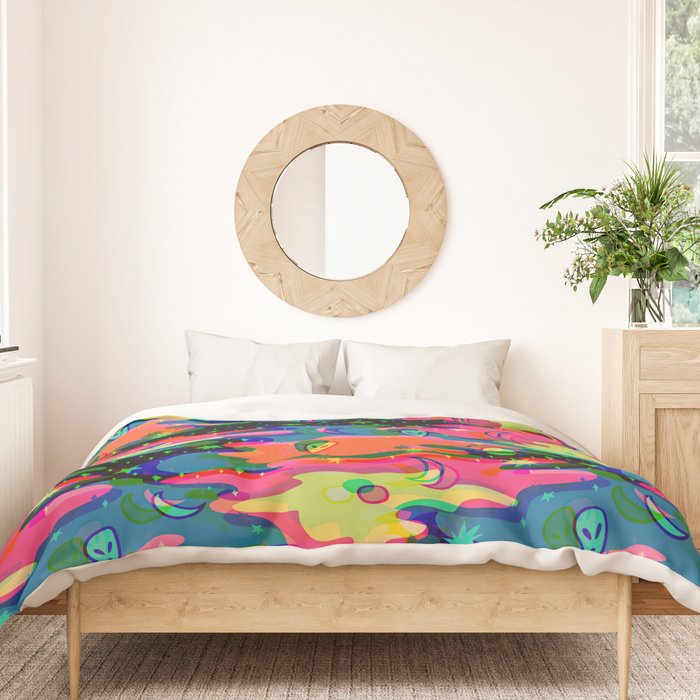 Psychedelic 3D Alien Print Duvet Cover Gallery Image 3