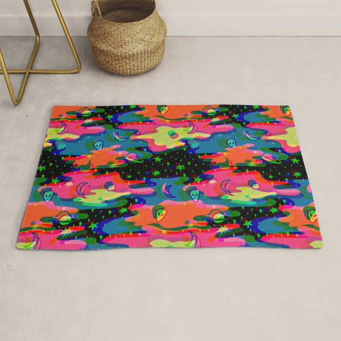Psychedelic 3D Alien Print Rug Gallery Image 1