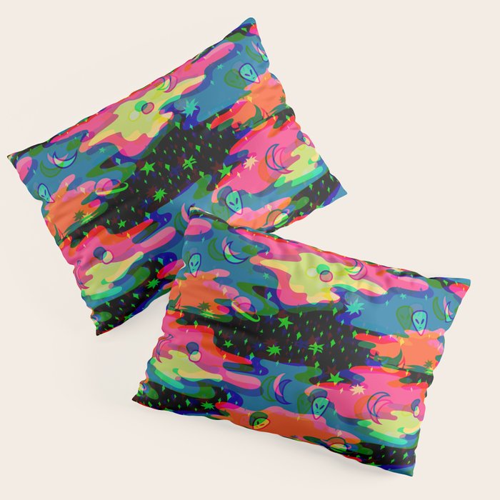 Psychedelic 3D Alien Print Pillow Sham Gallery Image 3