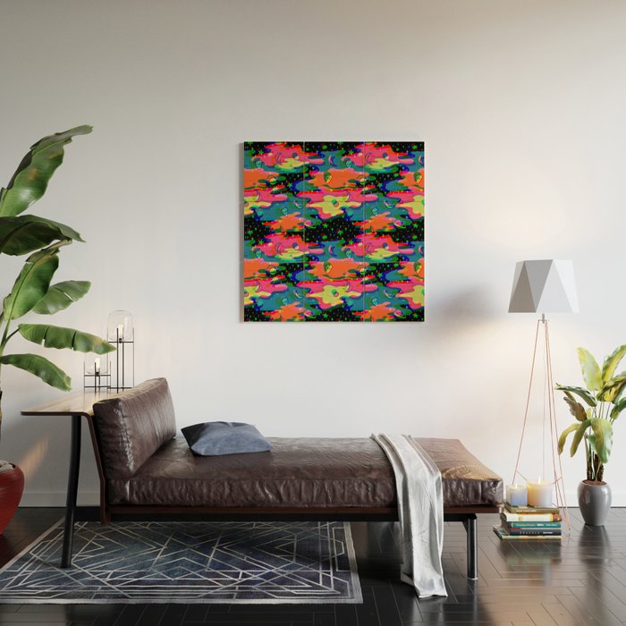 Psychedelic 3D Alien Print Wood Wall Art Gallery Image 2