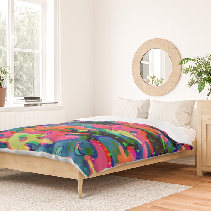 Psychedelic 3D Alien Print Duvet Cover Gallery Image 2