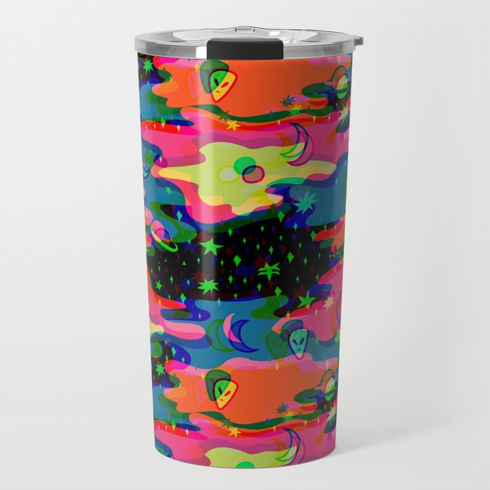 Psychedelic 3D Alien Print Travel Mug Gallery Image 1