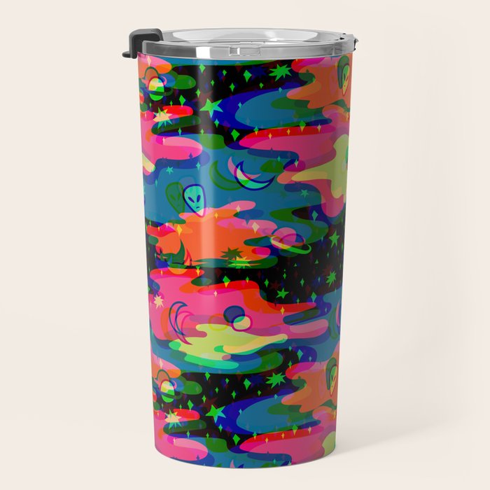 Psychedelic 3D Alien Print Travel Mug Gallery Image 3