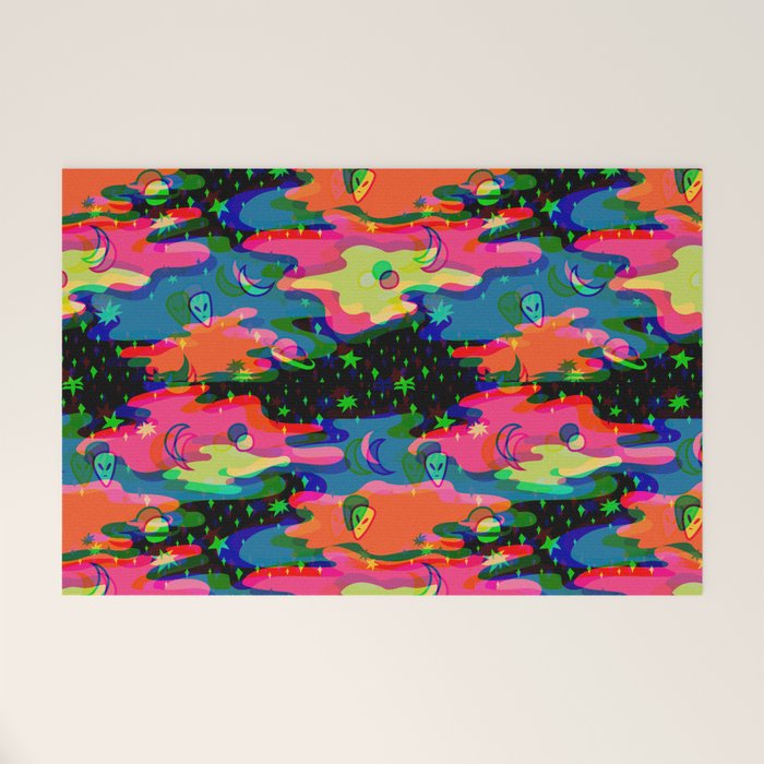 Psychedelic 3D Alien Print Welcome Mat Gallery Image 1
