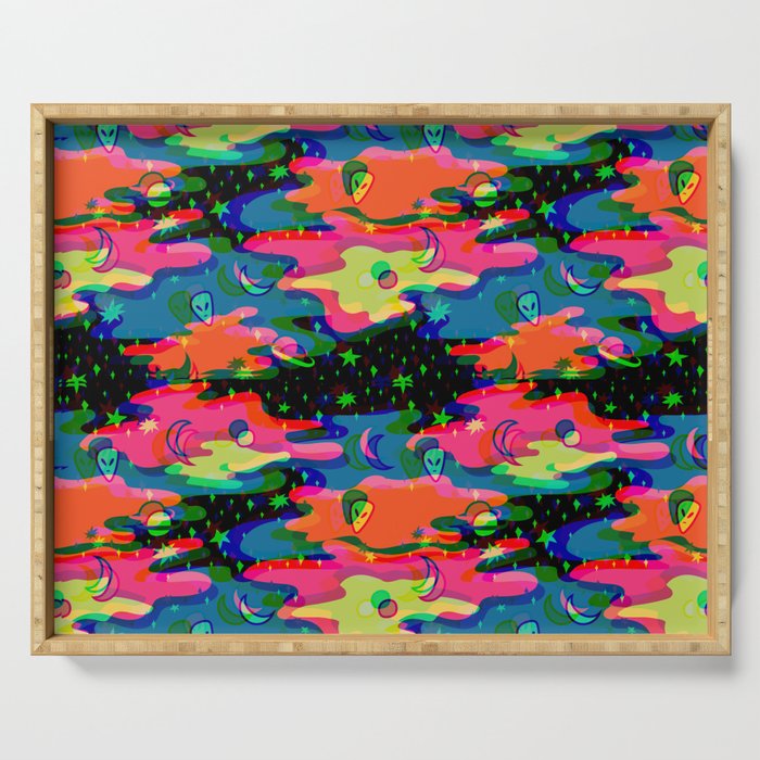 Psychedelic 3D Alien Print Serving Tray Gallery Image 1