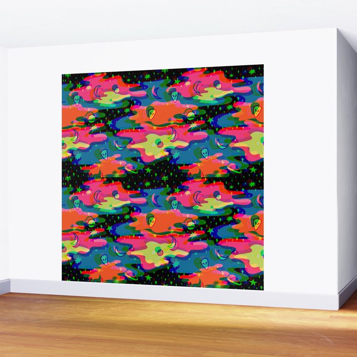 Psychedelic 3D Alien Print Wall Mural Gallery Image 2