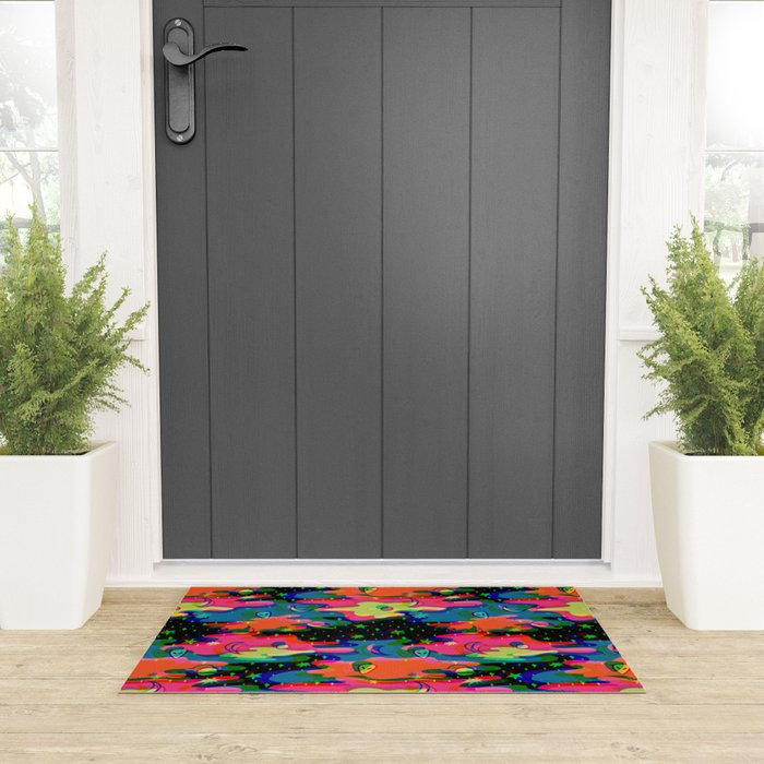 Psychedelic 3D Alien Print Welcome Mat Gallery Image 3