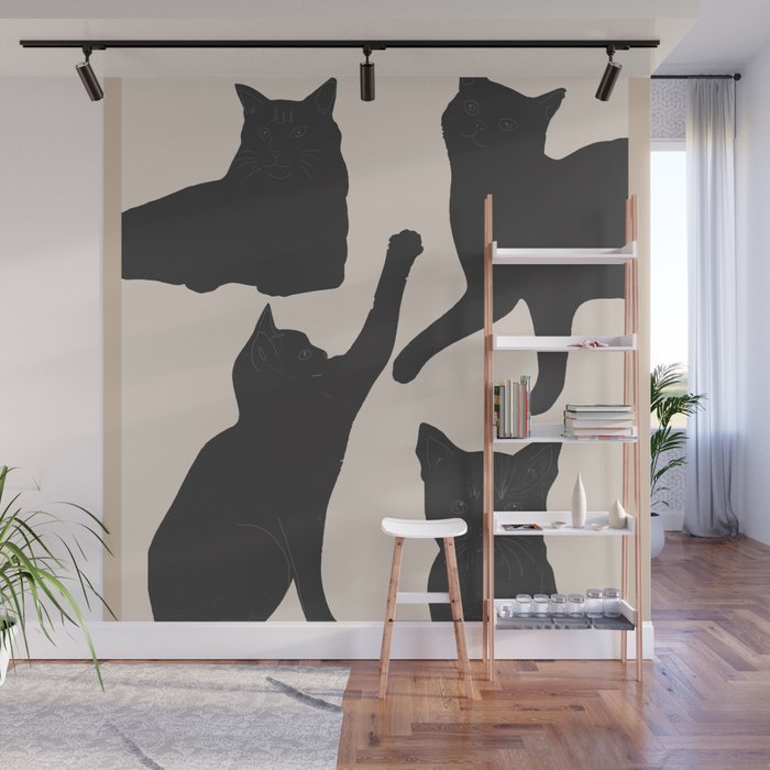 The Abstract Black Cats Wall Mural Gallery Image 1