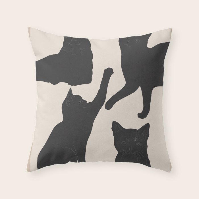 The Abstract Black Cats Throw Pillow Gallery Image 1