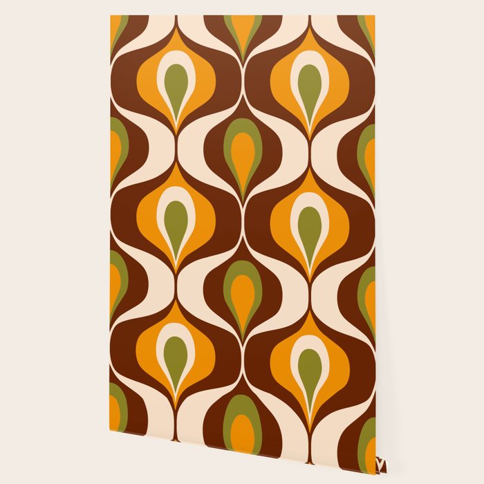 Retro 70s ovals op-art pattern brown, orange Wallpaper Gallery Image 2