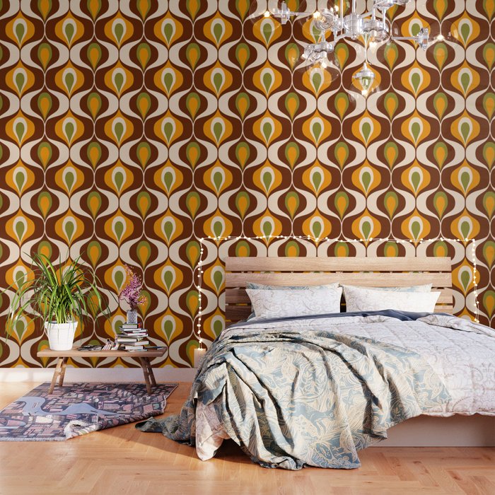 Retro 70s ovals op-art pattern brown, orange Wallpaper Gallery Image 3