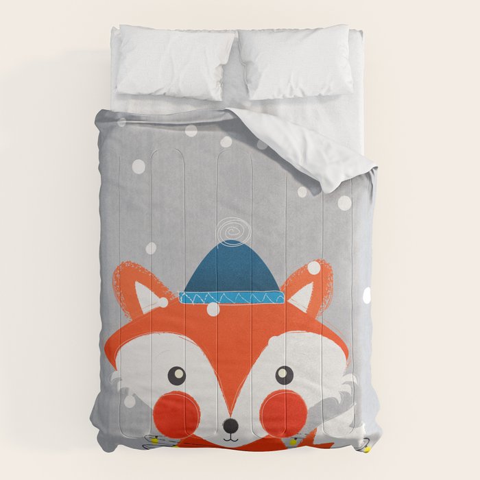 Christmas Fox with fairy lights Comforter Gallery Image 6