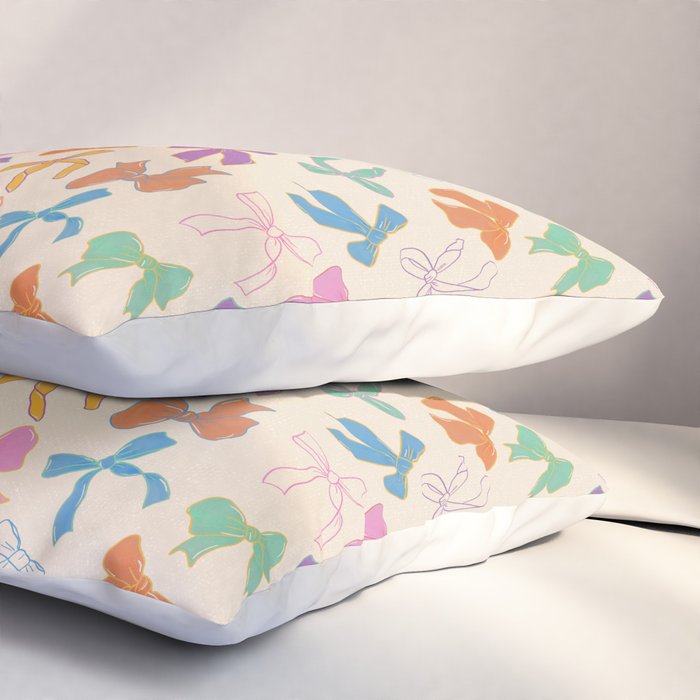 Vintage Coquette Colorful Bows Pattern Pillow Sham Gallery Image 3