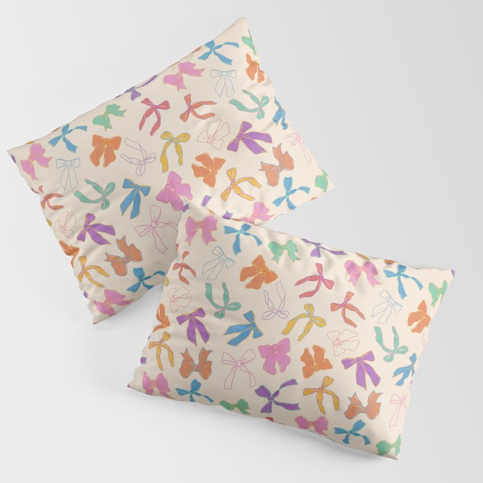 Vintage Coquette Colorful Bows Pattern Pillow Sham Gallery Image 1