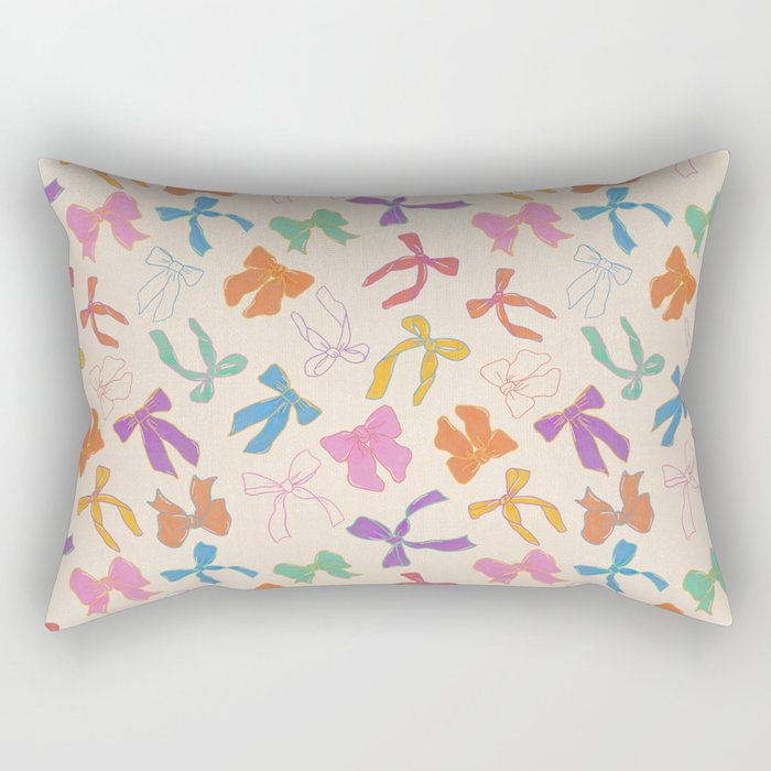 Vintage Coquette Colorful Bows Pattern Rectangular Pillow Gallery Image 1
