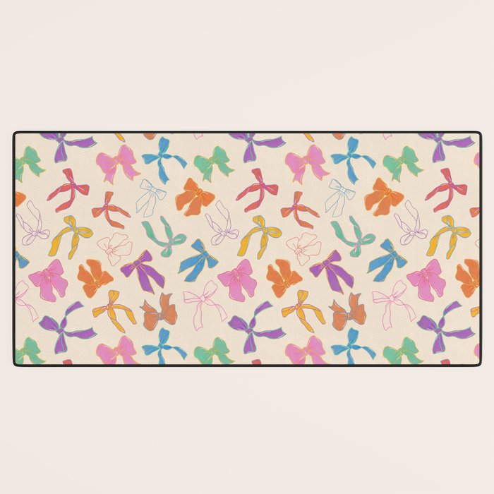 Vintage Coquette Colorful Bows Pattern Desk Mat Gallery Image 3