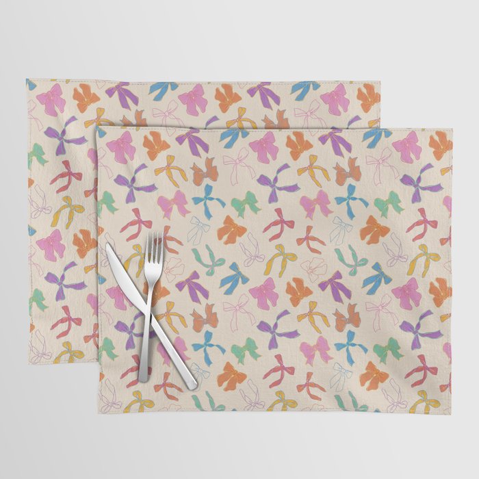 Vintage Coquette Colorful Bows Pattern Placemat Gallery Image 1