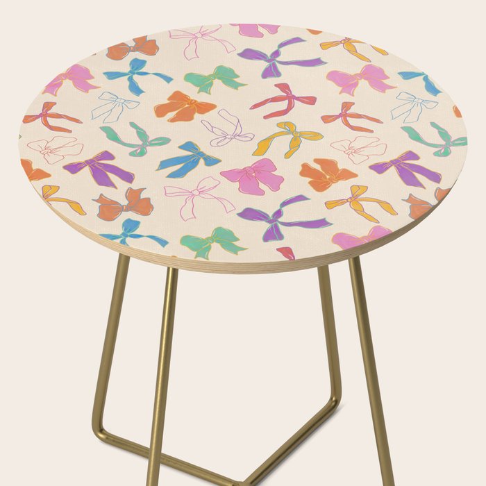 Vintage Coquette Colorful Bows Pattern Side Table Gallery Image 2