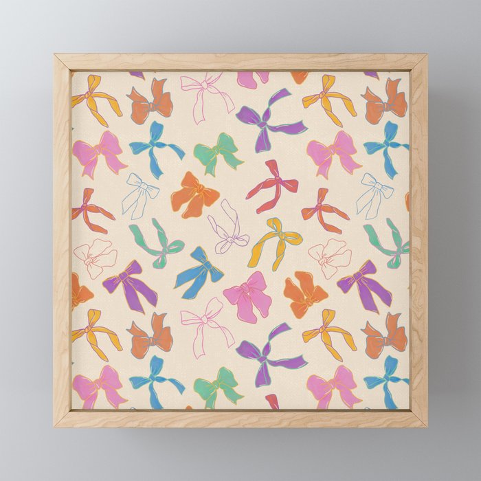 Vintage Coquette Colorful Bows Pattern Mini Art Print Gallery Image 1