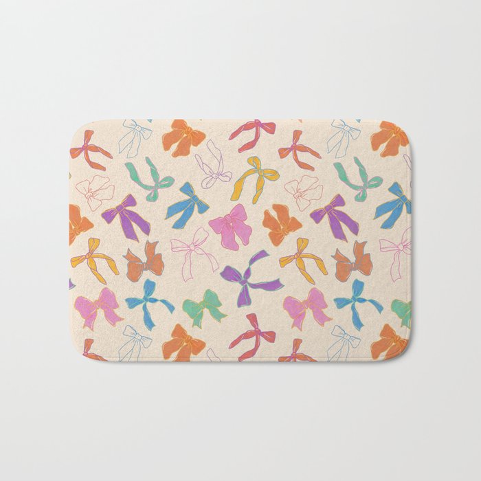 Vintage Coquette Colorful Bows Pattern Bath Mat Gallery Image 1