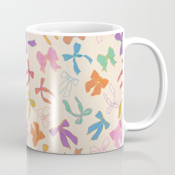 Vintage Coquette Colorful Bows Pattern Coffee Mug Gallery Image 1