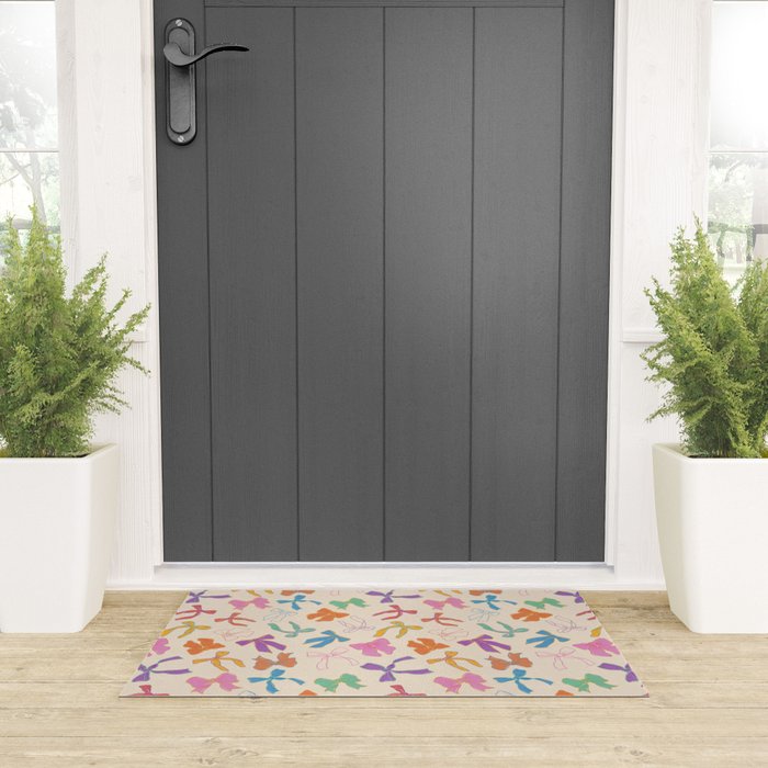 Vintage Coquette Colorful Bows Pattern Welcome Mat Gallery Image 3