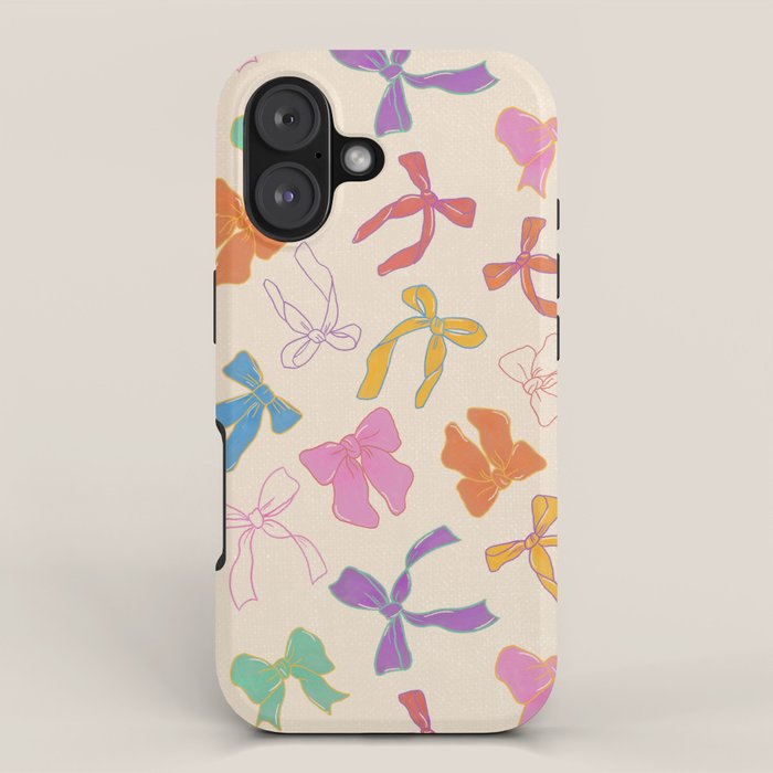 Vintage Coquette Colorful Bows Pattern iPhone Case Gallery Image 1